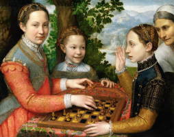 ソフォニスバ・アングイッソラ　 「 チェスをしている画家の姉妹たち 」　1555 ｜ポズナニ国立美術館、ポーランド